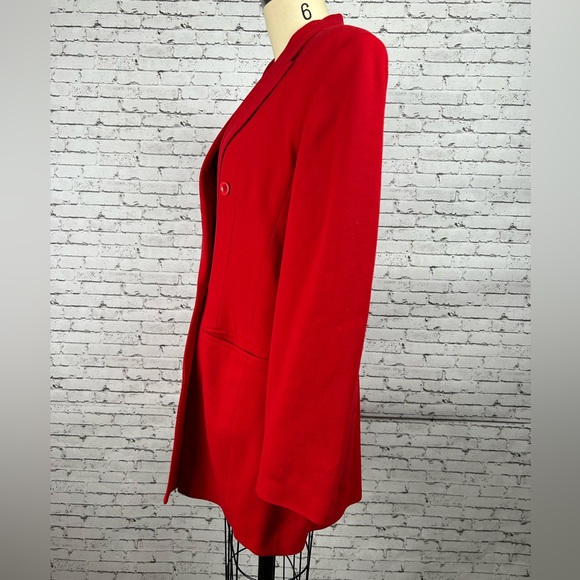 Casual Corner 100% wool gorgeous bright red thin light weight elongated blazer M - Picture 3 of 12